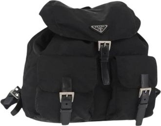 Prada Pre-owned Backpacks, female, Black, Size: ONE SIZE Pre-owned Vintage Nylon Backpack
