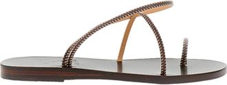 Ancient Greek Sandals Brown Eleftheria Stitch Leather Sandals