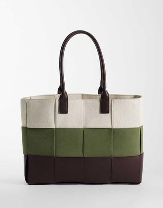 Asos tote bag color block intrecciata-Multicolore