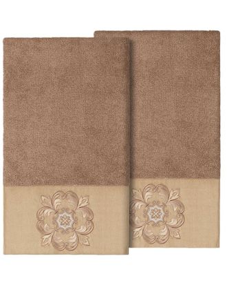 Linum Home Textiles 100% Turkish Cotton Alyssa 2Pc Embellished Bath Towel Set
