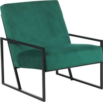 Beliani Beliani - Sill&oacute;n Moderno Glamour Decorativo Estructura De Metal Negro Tapicer&iacute;a De Terciopelo Verde Delary