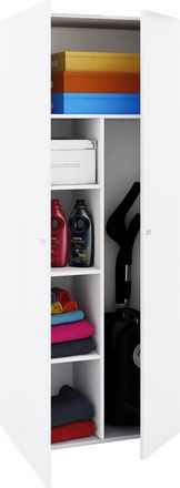ebuy24 Vcm Gabinete De Escoba De Madera 6 Compartimentos Dimensiones Aprox. An. 70 X Al. 178 X T. 40 Cm Gabinete Dom&eacute;stico Armario Multiusos - Vandol (blanco