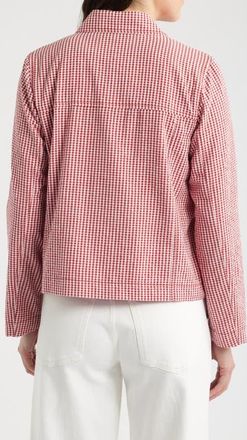 Seasalt Cornwall Carnon Downs Gingham Organic Cotton Chore Jacket in Gingham Scarlet at Nordstrom, Size 16