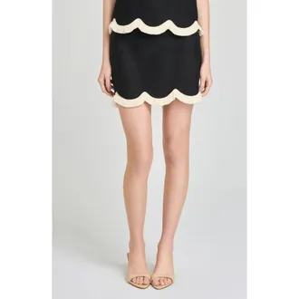 Wayf Encore Scallop Trim Skirt in Black at Nordstrom, Size X-Small