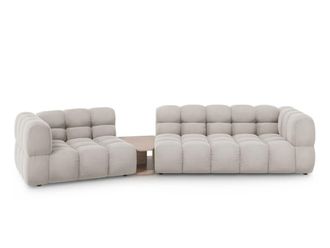 Cosmopolitan Design Sof&aacute; modular izquierdo 3 plazas de terciopelo beige claro