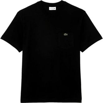 Lacoste Zwarte katoenen T-shirt met borstzak - Heren - T-shirts - Zwart - S - Katoen - Tops