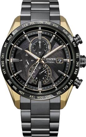 Citizen Attesa Perpetual Alarm World Time Chronograph GMT Mens Watch AT8384-58E