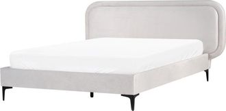 Beliani Beliani - Cama Moderna Con Somier De Terciopelo Gris Claro 140 X 200 Cm Suzette