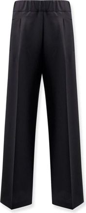 Semicouture Zwarte Wijde Pijp Broek van Wol - Dames - Wijde Broeken - Zwart - S - Wol - Broeken