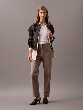 Calvin Klein Womens Cotton Stretch Straight Fit Chino Pants - Grey - 10