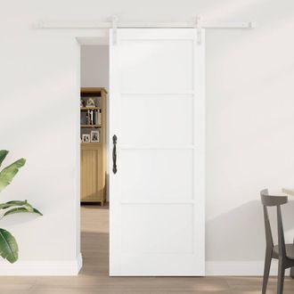 Berkfield Home Sliding Door with Hardware Set White 78x202 cm Solid Wood Pine
