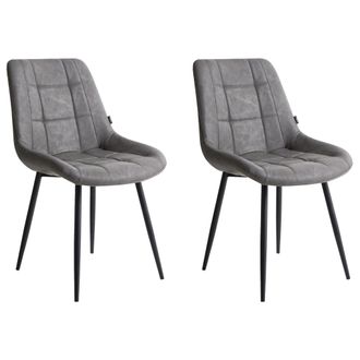 Beliani Conjunto De 2 Sillas De Comedor Modernas De Piel Sint&eacute;tica Hierro Con Revestimiento De Polvo Patas Negras Gris Melrose