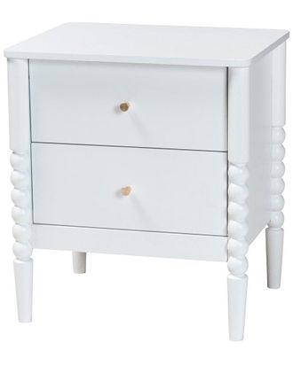 Baxton Studio Lucera Mid-Century 2-Drawer Bobbin Nightstand
