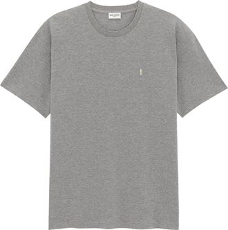 Saint Laurent Recycled Material T-Shirt With Cassandre Embroidery-Uomo