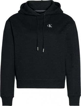 Calvin Klein Korte Fleece Hoodie - Dames - Hoodies - Zwart - L - Katoen - Hoodies & sweatvesten