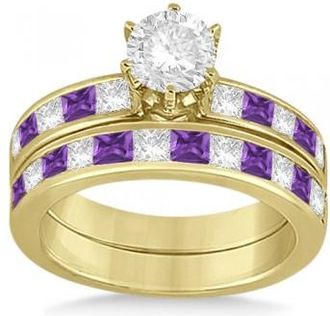 Allurez Channel Amethyst & Diamond Bridal Set 14k Yellow Gold (1.30ct)