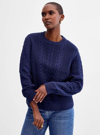 Contemporaine Womens Reprocessed cotton cable-knit sweater