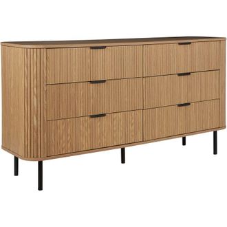 Beliani Cassettiera con 6 cassetti MDF legno chiaro gambe in metallo Bradley