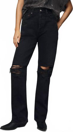 A Gold E Pinch Distress High-Rise Straight-Leg Jeans In Fuse
