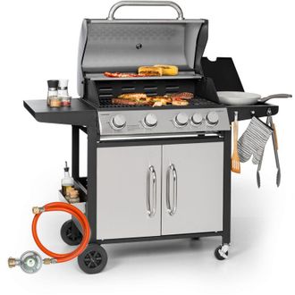 Klarstein Klarstein Tomahawk barbecue a gas 4x3,6 kW + 2,7 kW bruciatore 66x43,5 cm acciaio inox