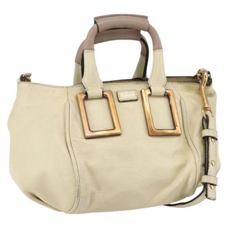Chlo&eacute; Ethel Handbag Leather White Leather Handbag (Pre-Owned)