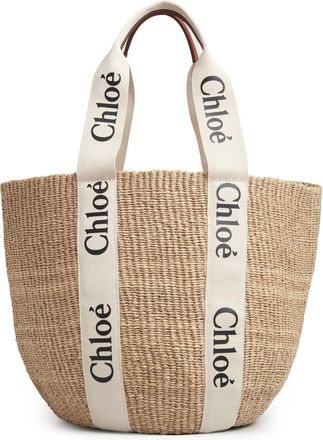 Chlo&eacute; WOODY LARGE BASKET BAG IN NATURAL FIBERS - Chloe - Woman