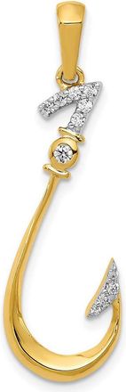 Diamond2Deal 14k Yellow Gold Diamond Fish Hook Pendant