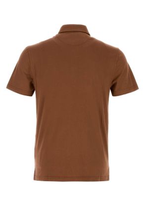 Fedeli Mens Stretch Cotton Polo Shirt Brown Elastane