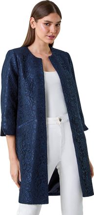 Roman Womens Lace Longline Formal Jacket - Blue - Size 10 UK