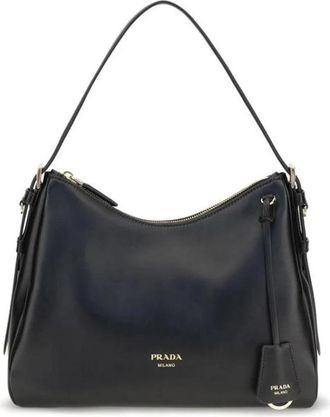 Prada Leren Schoudertas - Dames - Schoudertassen - Zwart - ONE Size - Leer - Tassen