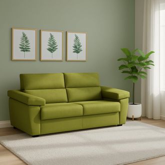 Dmora Sof&aacute; Cama 2 Plazas Fisciano, Desenfundable, Con Caj&oacute;n Made In Italy, Apertura Abatible, 205x95 Cm Verde