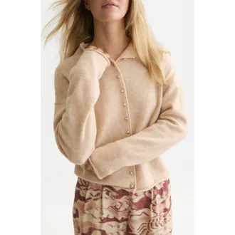 Scotch & Soda Fuzzy Funnel Neck Cardigan in Shifting Sand Melange at Nordstrom, Size X-Small