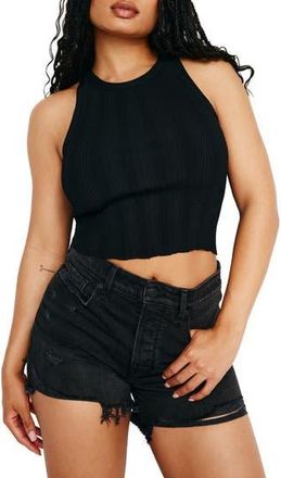 Good American Ribbed Crop Tank in Black001 at Nordstrom Rack, Size Xx-Large