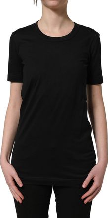 Dolce & Gabbana Womens Black Cotton Short Sleeves Crew Neck T-Shirt