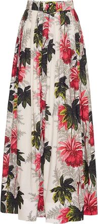 Cara Cara Greenfield geplooide maxi-rok met bloemenprint - Wit