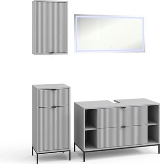 Vicco Conjunto De Muebles De Ba&ntilde;o Eliza, Gris, 4 Partes, Vicco