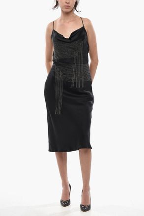 Stella McCartney Slip Dress CHAIN in Satin con Dettaglio Gioiello Stella McCartney