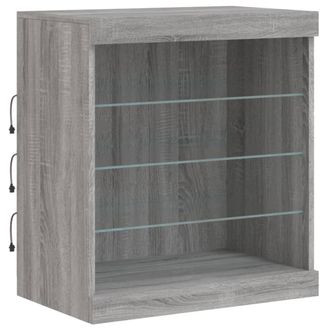 vidaXL Aparador Con Luces Led Gris Sonoma 60,5x37x67 Cm Vidaxl