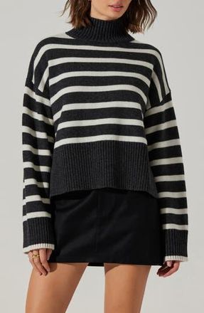 ASTR the Label Sophea Stripe Sweater in Charcoal Cream at Nordstrom Rack, Size X-Small