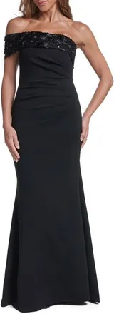 Eliza J Off the Shoulder Gown in Black at Nordstrom, Size 12