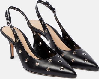 Gianvito Rossi Lydia studded leather slingback pumps