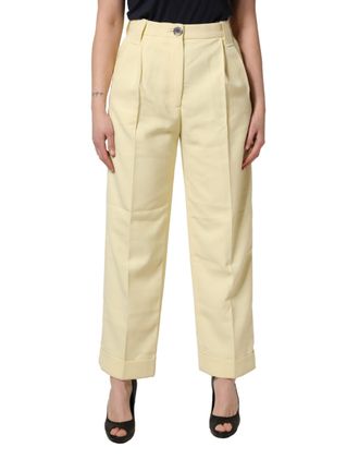 Ganni Ganni High Waisted Straight Pleated Trouser Womens Pants (Pre-Owned)