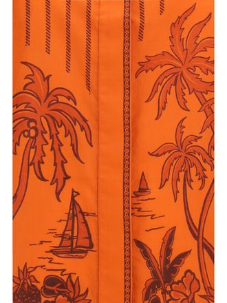 Alemais Womens Printed Shirt Orange Cotton