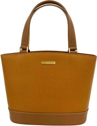 Burberry Brown Leather Handbag Tote Bag (Pre-Owned)