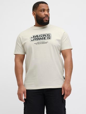 Jack & Jones Plus Size Print-Shirt JCOLIDO AOP FRONT PRINT TEE SS CRE PLS, Herren, Gr. 4XL, sweet corn, Jersey, Obermaterial: 100% Baumwolle, JACK & JONES PLUSSIZE, bedruckt