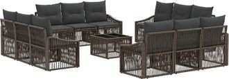 vidaXL Conjunto De Sof&aacute;s De Jard&iacute;n 13 Uds. Gris Rat&aacute;n Sint&eacute;tico Vidaxl