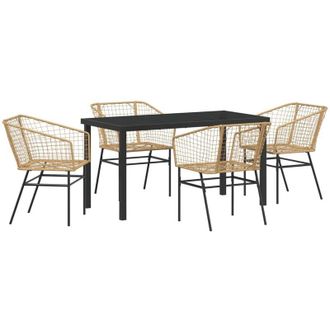 vidaXL Garden Dining Set 5 pcs Brown Poly Rattan Vidaxl