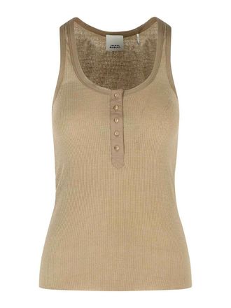 Isabel Marant Helma Ribbed Tank In Silk Jersey