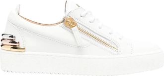 Giuseppe Zanotti Leren sneakers met ritsdetail - Dames - Sneakers - Wit - 41 EU - Leer - Schoenen