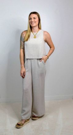 Sadie & Sage Garden Stripe Pants In Grey